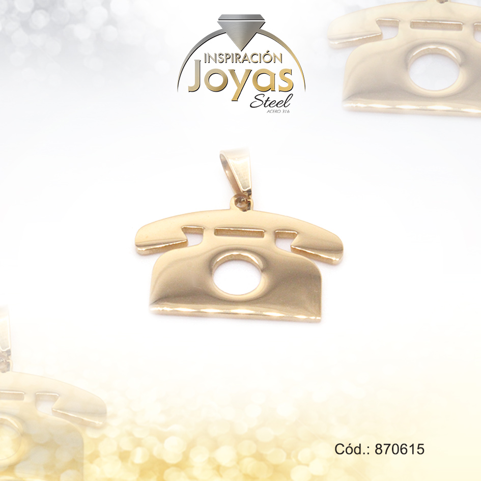 Dije de Acero Variado Dorado Teléfono - 870615