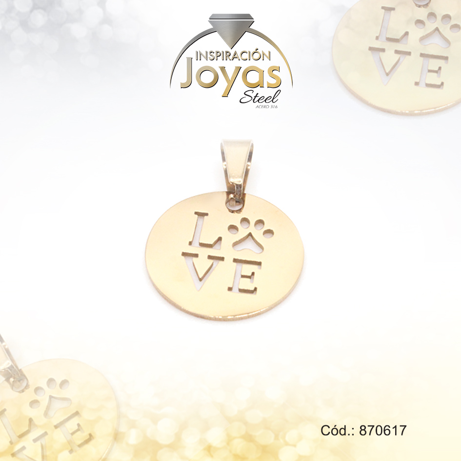 Dije de Acero Variado Dorado Love - 870617
