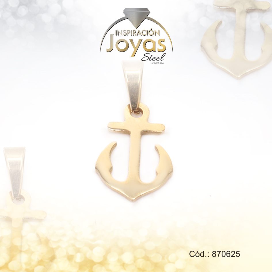 Dije de Acero Variado Dorado Ancla - 870625