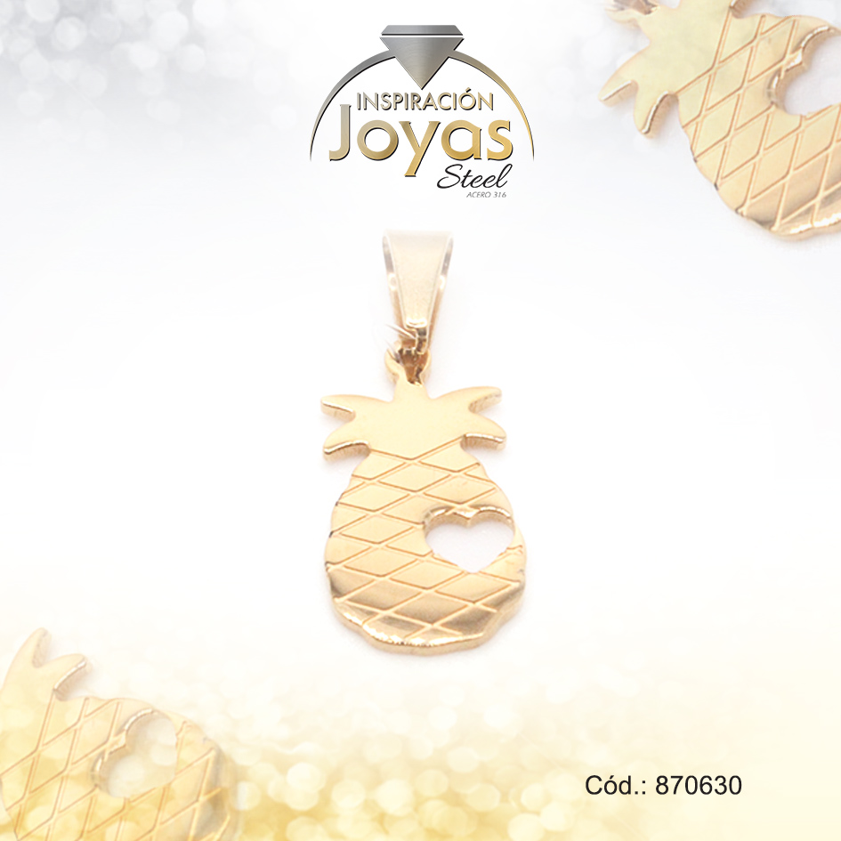 Dije de Acero Variado Dorado Piña - 870630