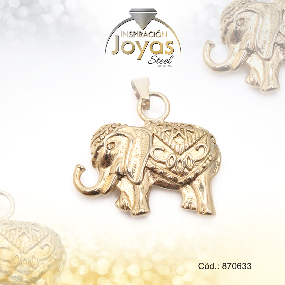 Dije de Acero Variado Dorado Elefante - 870633