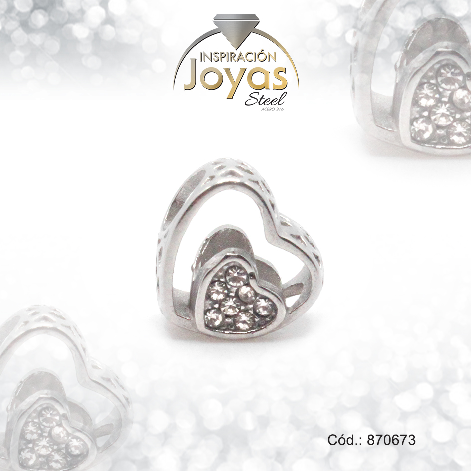 Dije de Acero Variado Circón Pandora Plateado Corazón - 870673