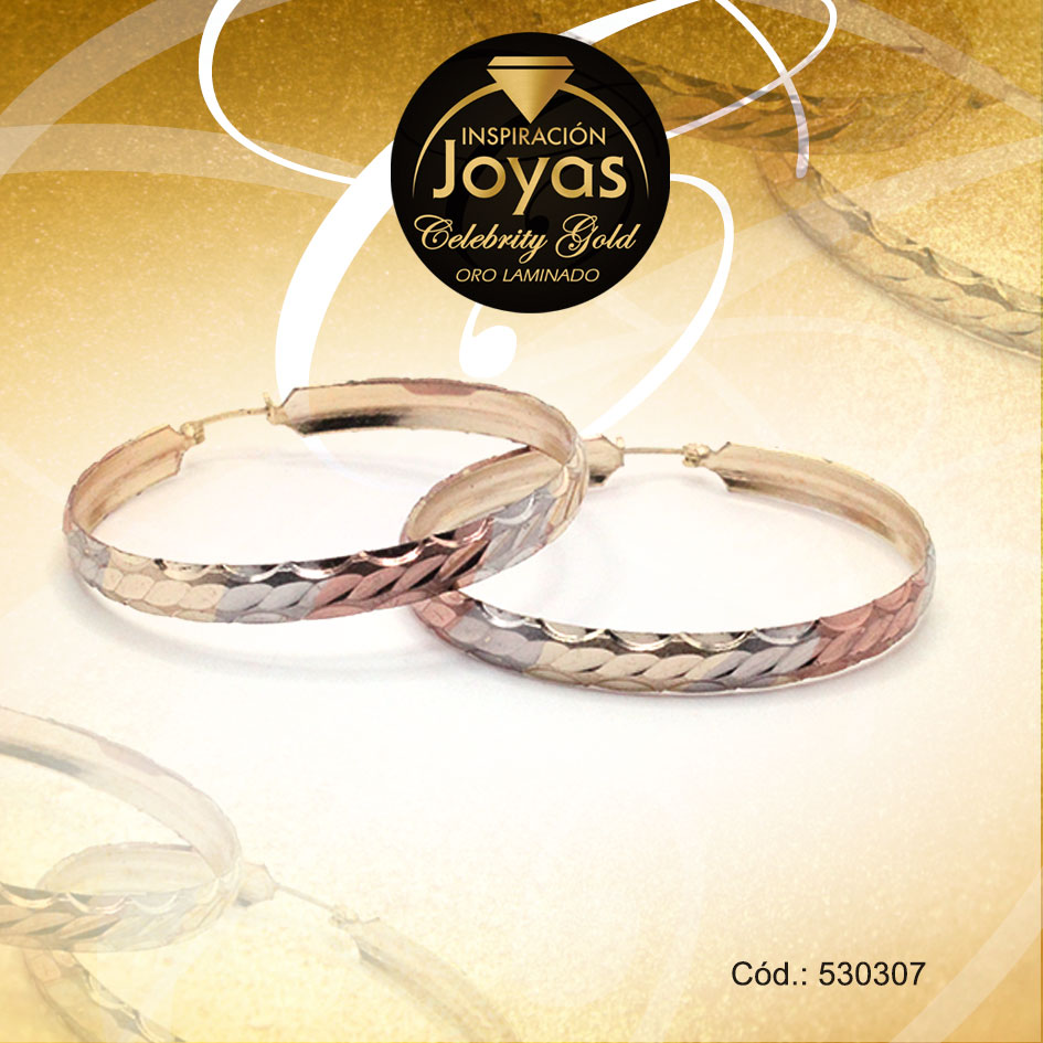 Argolla Celebrity Gold Variado 3 Tonos Óvalos - 530307