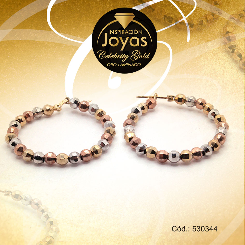 Argolla Celebrity Gold Forma 3 Tonos Esfera - 530344