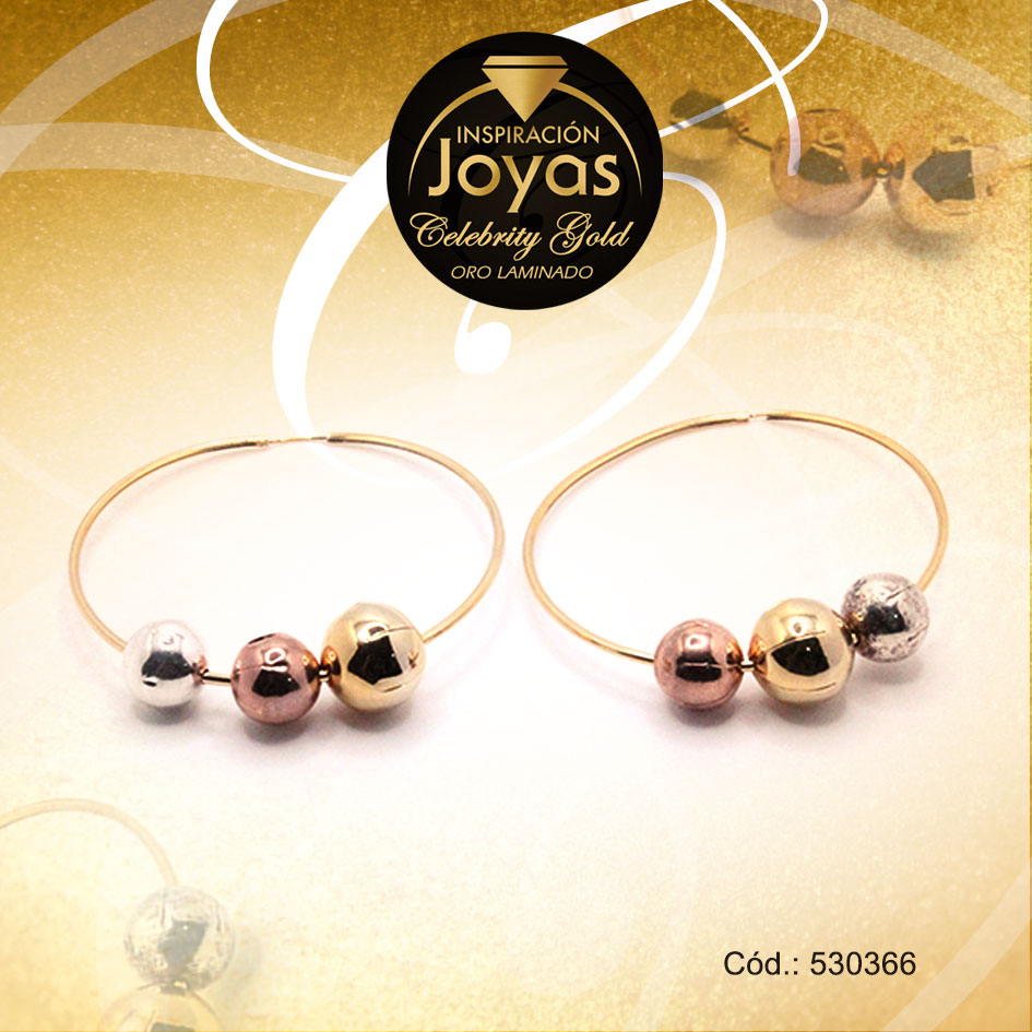 Argolla Celebrity Gold Colgante 3 Tonos Esfera - 530356