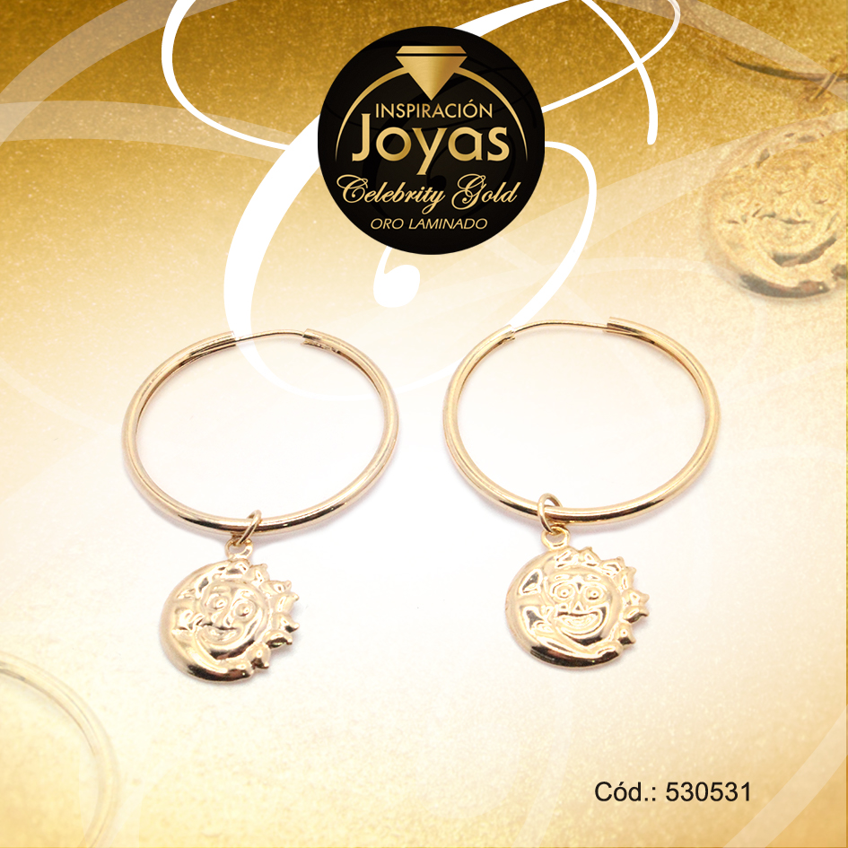 Argolla Celebrity Gold Colgante Dorado Luna, Sol - 530531