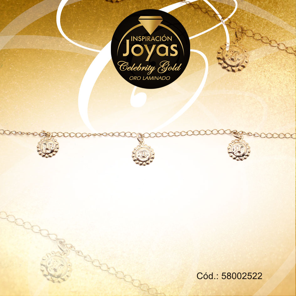 Pulsera Celebrity Gold Variado Colgante Dorado Sol - 58002522