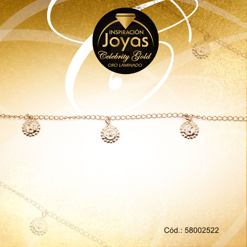 Pulsera Celebrity Gold Variado Colgante Dorado Corazón - 58002622