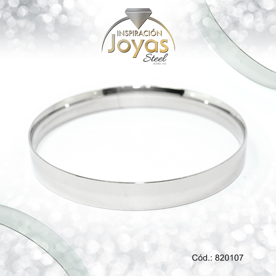 Pulsera de Acero Brazalete Plateado Redondo - 820107