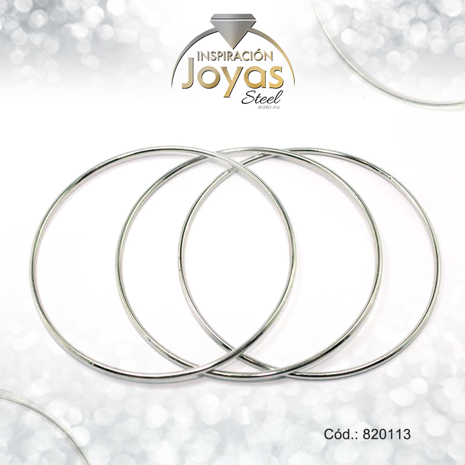 Pulsera de Acero Brazalete Plateado Triple - 820113