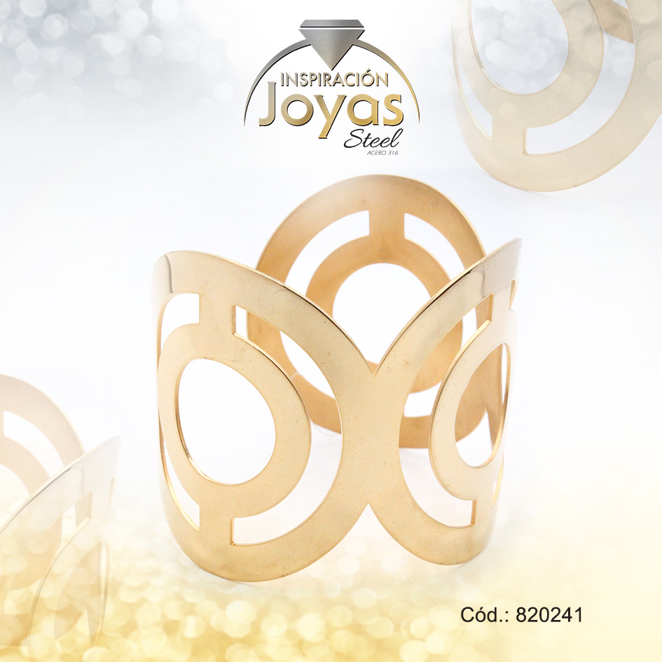 Pulsera de Acero Brazalete Dorado Círculo - 820241