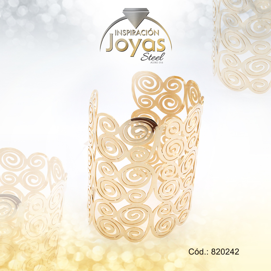 Pulsera de Acero Brazalete Dorado Círculo - 820242