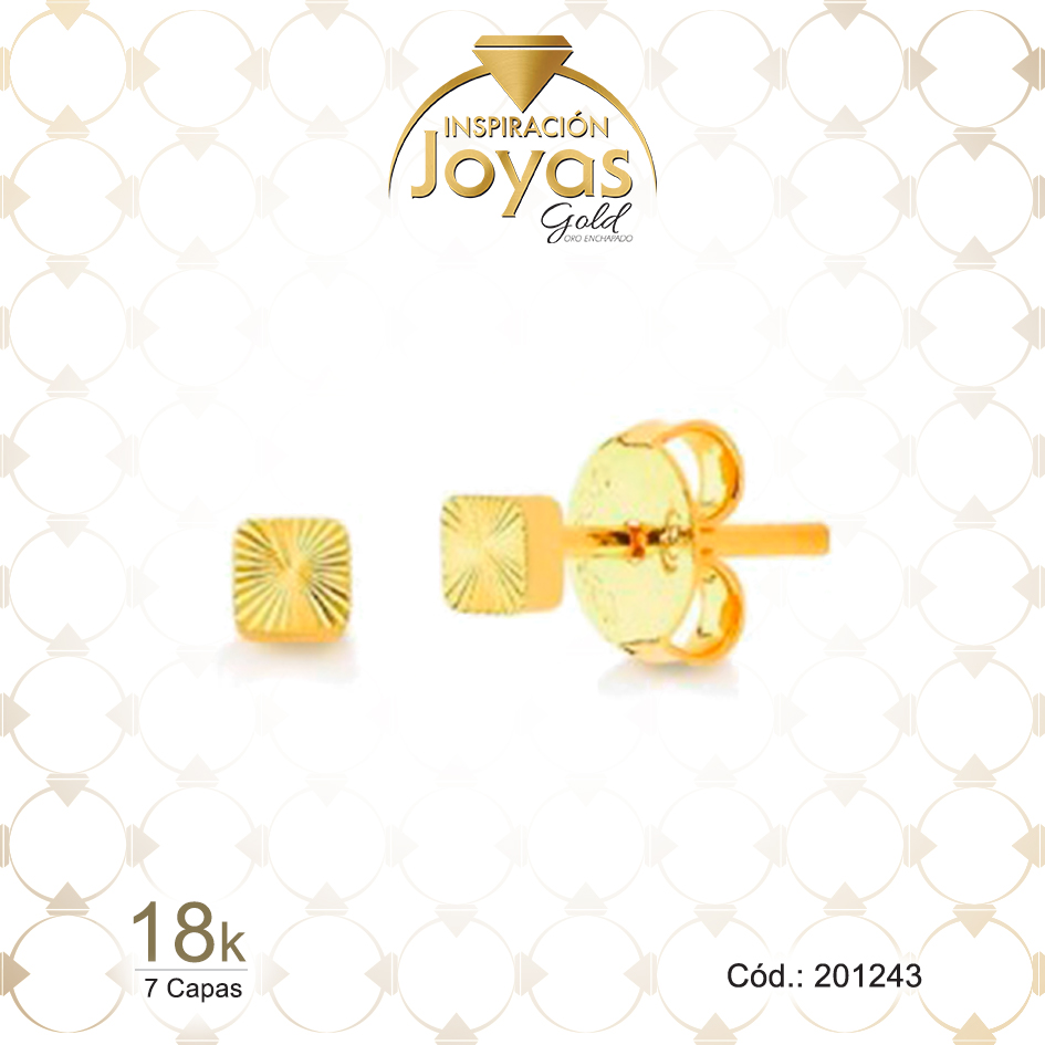 Zarcillo de Oro Enchapado Dorado Variado Tuerca Ancho: 0,3 Alto: 0,3 - 201243