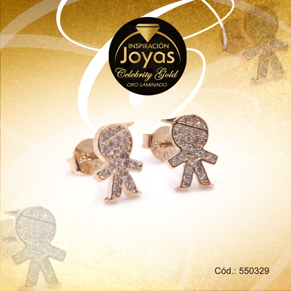 Zarcillo Celebrity Gold Aleación Micro Circón Dorado Niño - 550329