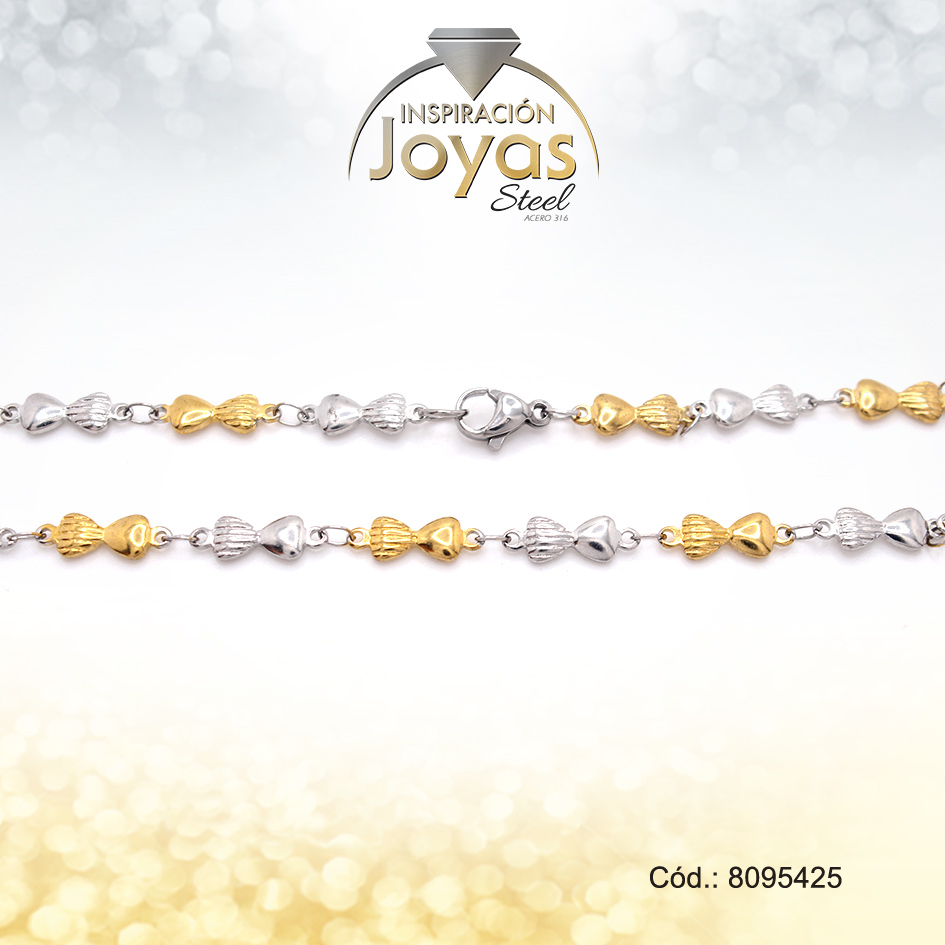 Tobillera Acero 2 Tonos Figuras - 8095425