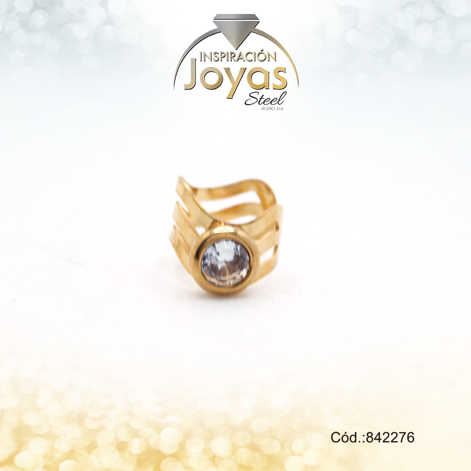 Earcuff Acero Dorado Con Circon Blanco En El Centro - 842276