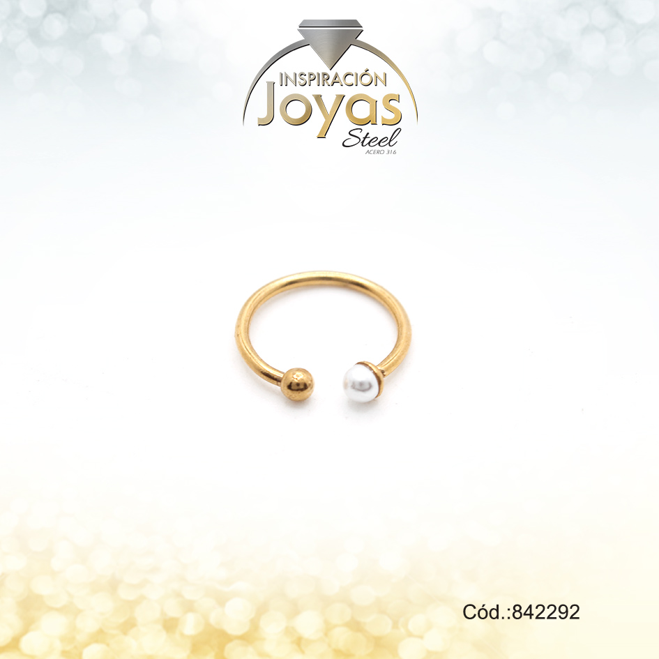 Earcuff Acero Dorado Perla Blanca - 842292