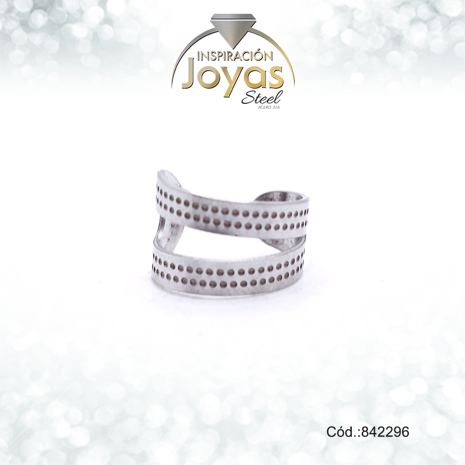 Earcuff Acero Plateado Doble Barra Repujado - 842296
