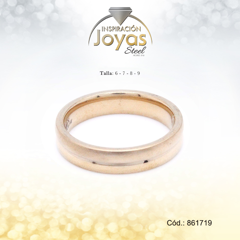 Anillo - Acero - Forma De Aro De Matrimonio - Dorado - Liso T: 9 - 86171990