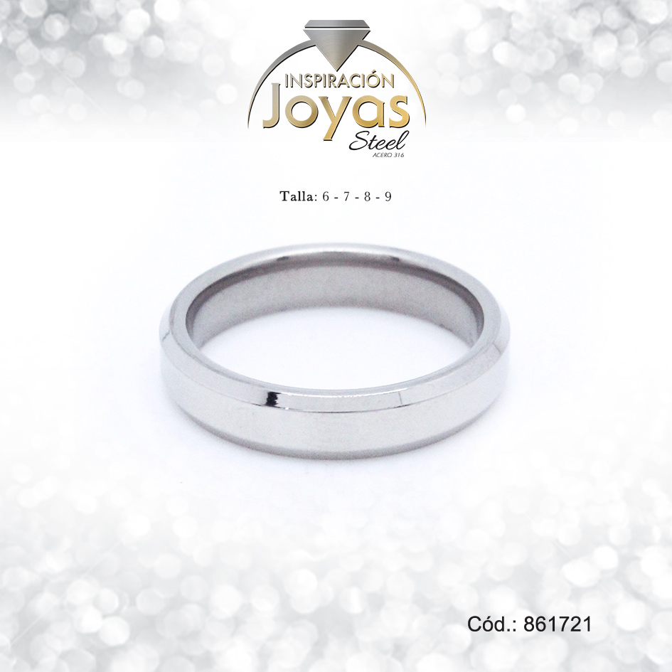 Anillo - Acero - Forma De Aro De Matrimonio - Plateado - Liso T: 9 - 86172190