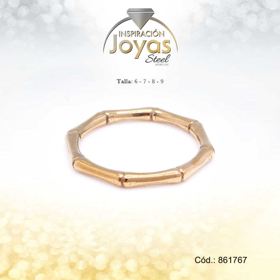 Anillo - Acero - Forma De Aro - Dorado - Repuje/Delgado T: 8 - 86176780