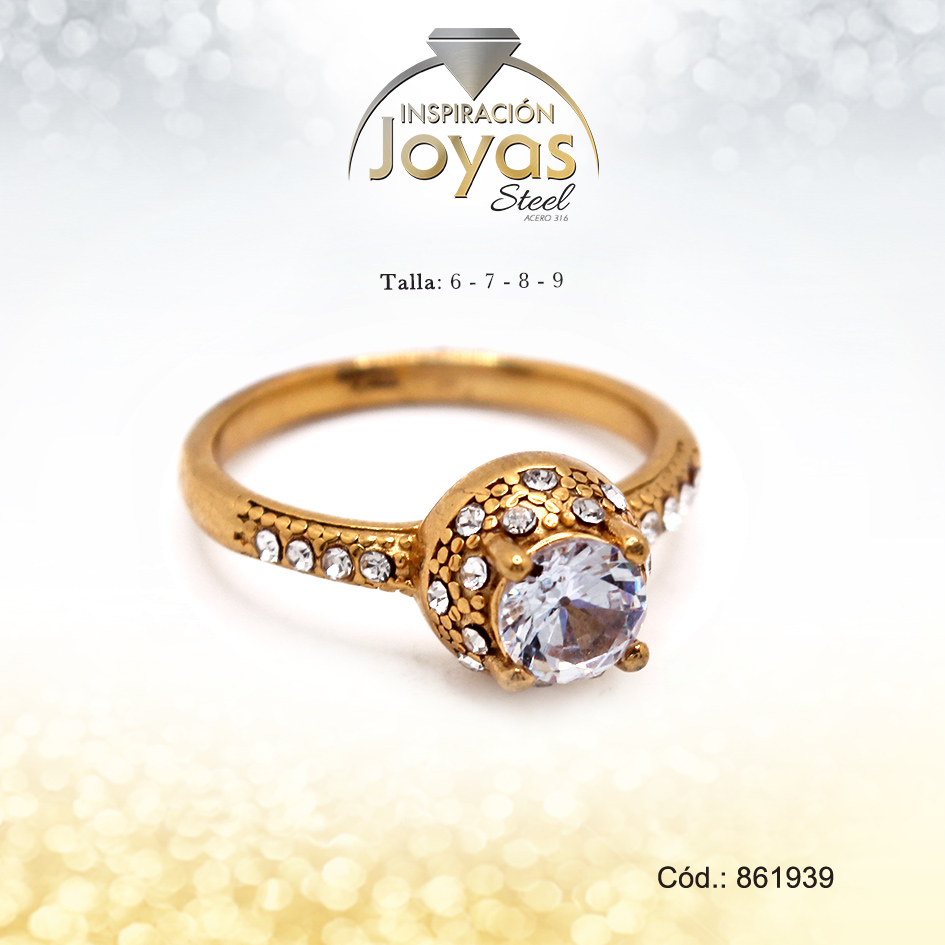 Anillo Acero Dorado - 86193980