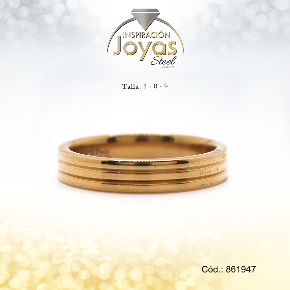 Anillo Acero Dorado - 86194780