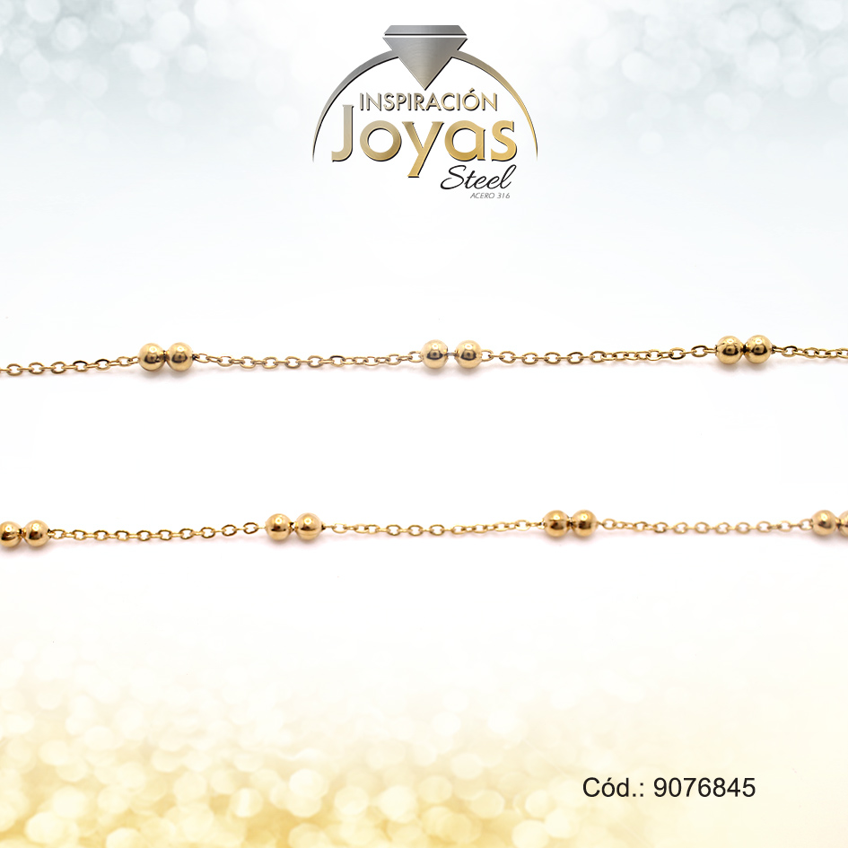 Cadena Acero Dorada Esferas - 9076845