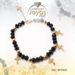 Pulsera de Acero Aleación Piedra Dorado Cruz Negro  Medida 20 cm - 8015820 - Imagen 2