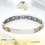 Pulsera de Acero Caballero 2 Tonos Con Placa   Medida 21 cm - 8018021