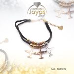 Pulsera de Acero Aleación Semi Cuero 3 Tonos Avión Negro  Medida 22 cm - 8020222