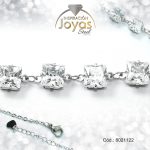 Pulsera de Acero Aleación Piedra Plateado Cuadrado Blanco  Medida 22 cm - 8021122