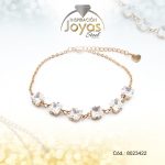 Pulsera de Acero Aleación Piedra Dorado Cuadrado Blanco  Medida 22 cm - 8023422