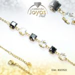 Pulsera de Acero Aleación Piedra Dorado Cuadrado Negro/Blanco  Medida 22 cm - 8023522