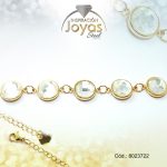 Pulsera de Acero Aleación Piedra Dorado Círculo Blanco  Medida 22 cm - 8023722