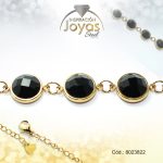 Pulsera de Acero Aleación Piedra Dorado Círculo Negro  Medida 22 cm - 8023822