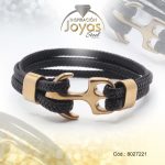 Pulsera de Acero Caballero Goma Dorado Sin Placa Negro  Medida 21 cm - 8027221