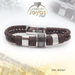Pulsera de Acero Caballero Goma Plateado Sin Placa Marrón  Medida 21 cm - 8027421 - Imagen 2