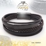 Pulsera de Acero Caballero Goma Negro Sin Placa Marrón  Medida 21 cm - 8028221