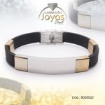 Pulsera de Acero Caballero Goma 2 Tonos Con Placa Negro  Medida 22 cm - 8028522 - Imagen 2