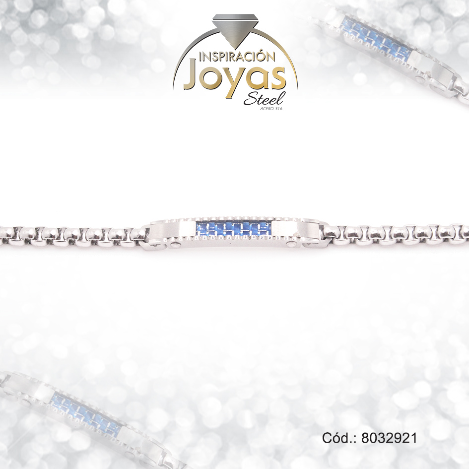8032921 Pulsera de Acero Caballero Plateado Con Placa Medida 21 cm - 8032921 - Imagen 1