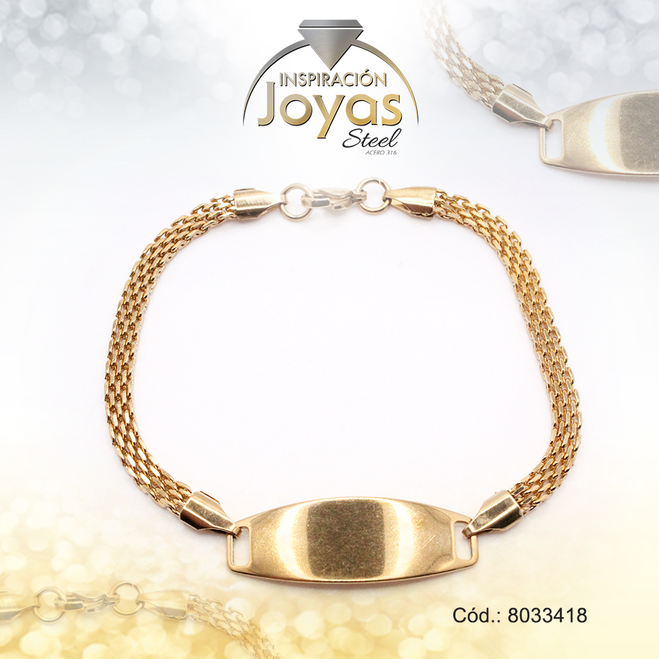 8033418 Pulsera de Acero Caballero Dorado Con Placa Medida 18 cm - 8033418 - Imagen 1