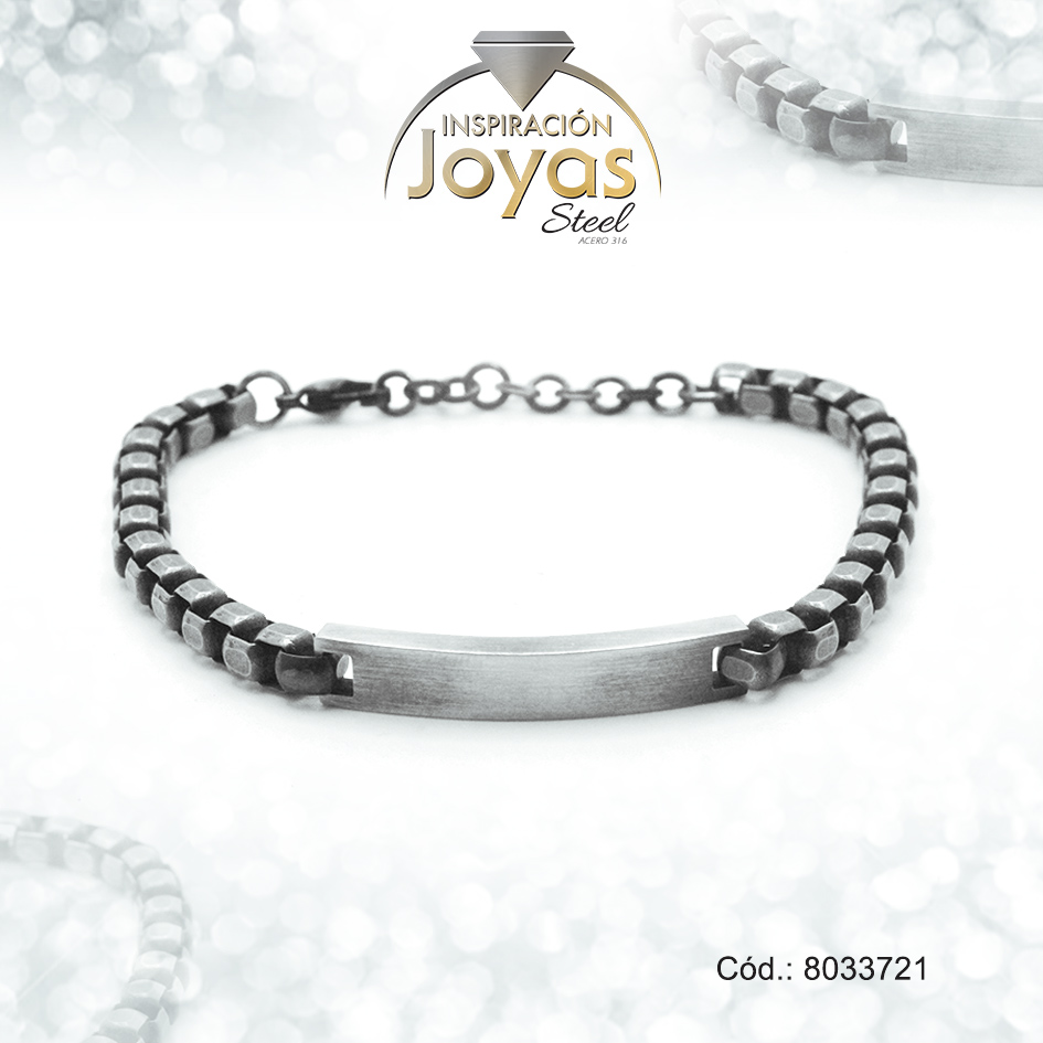 8033721 Pulsera de Acero Caballero Plateado Con Placa Medida 21 cm - 8033721 - Imagen 1