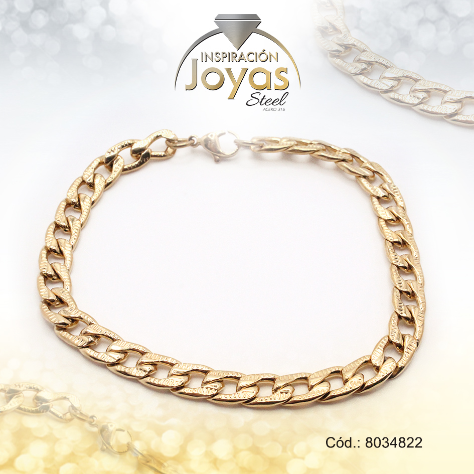 8034822 Pulsera de Acero Caballero Dorado Sin Placa Medida 22 cm - 8034822 - Imagen 1