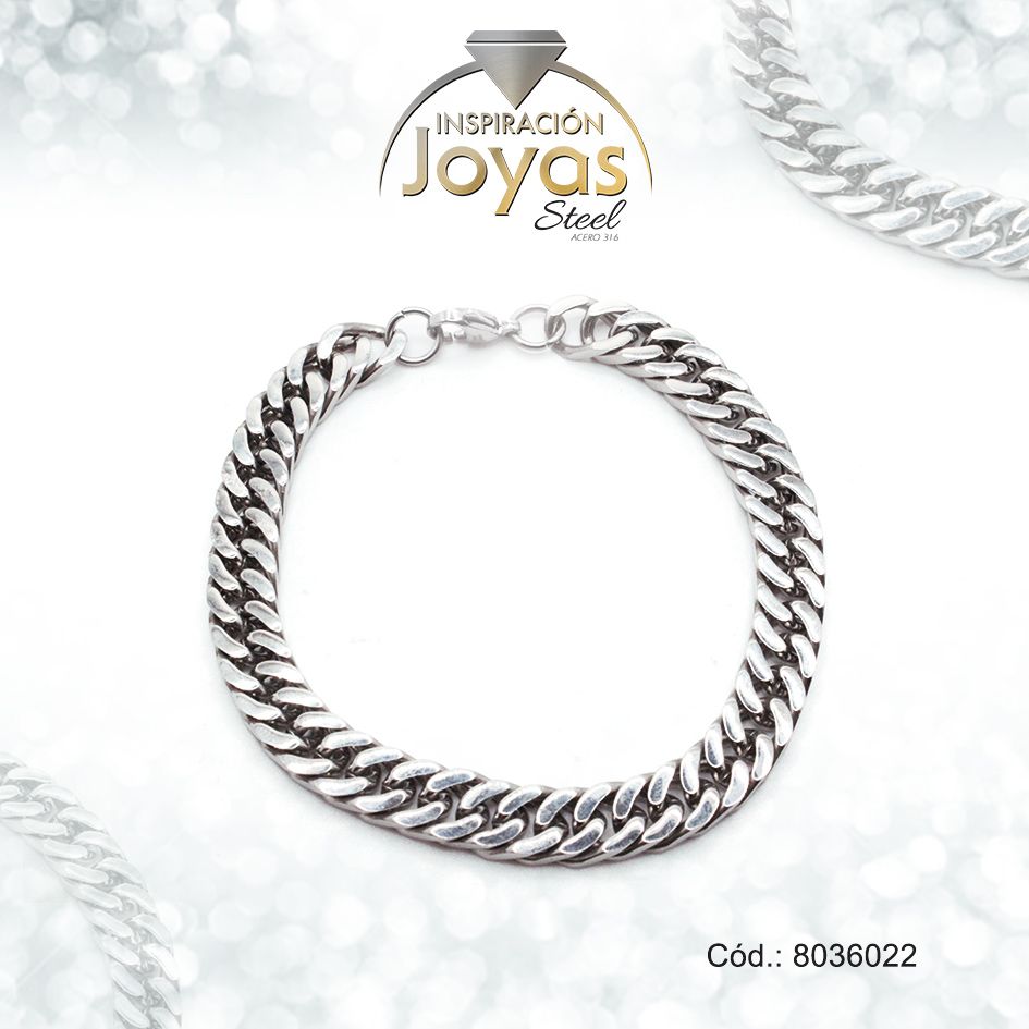 8036022 Pulsera de Acero Caballero Plateado Sin Placa Medida 22 cm - 8036022 - Imagen 1