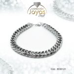Pulsera de Acero Caballero Plateado Sin Placa   Medida 21 cm - 8036121