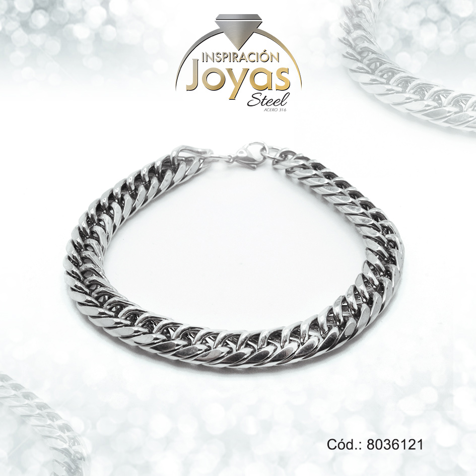 8036121 Pulsera de Acero Caballero Plateado Sin Placa Medida 21 cm - 8036121 - Imagen 1