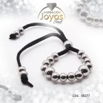 Pulsera de Acero Caballero Goma Plateado Sin Placa Negr - 80377