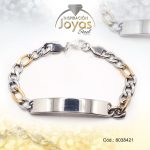 Pulsera de Acero Caballero 2 Tonos Con Placa   Medida 21 cm - 8038421