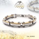 Pulsera de Acero Caballero 3 Tonos Sin Placa   Medida 22 cm - 8038822